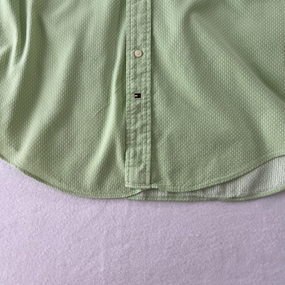 Vintage Tommy Hilfiger Shirt Mens Medium Green Dot Button Down Cotton Casual LS - Picture 4 of 14